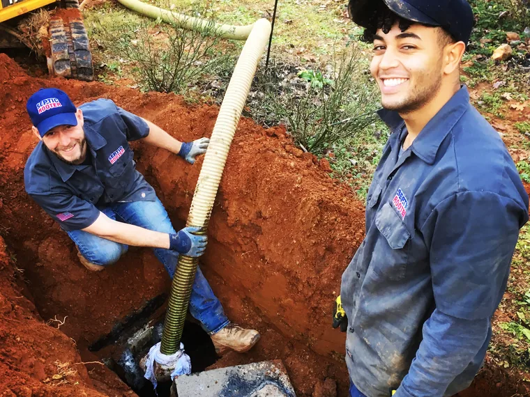 SepticRooter crew working in a trench on a Savannah & the SC Low Country septic job